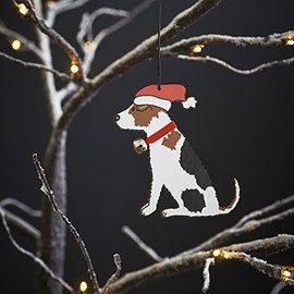 Sweet William Jack Russell Christmas Decoration, Wood, 10x10x0.5 cm