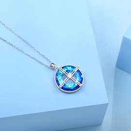 JLYY Silver Circle CZ Cross Necklace for Women Faith Hope Love Engraved S925 Silver Jewelry for Mother Daughter Sister Birthday/Xmas Gift