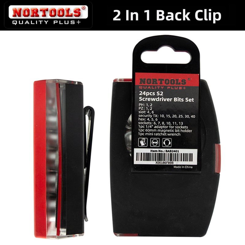 NORTOOLS 24PCS S2 Screwdriver Bits and Sockets with Ratchet Wrench