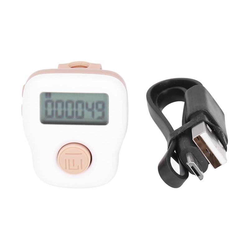 Ring Counter White Manual Luminous Ring Type USB Rechargeable Sweat