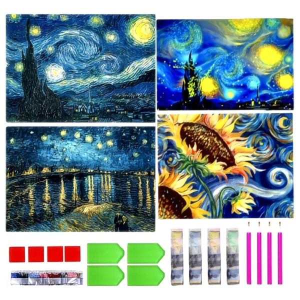 noche estrellada/diamond painting kit/cuadro/marcos para diplomas/diamond painting/decoracion comedor/Marcos para cuadro