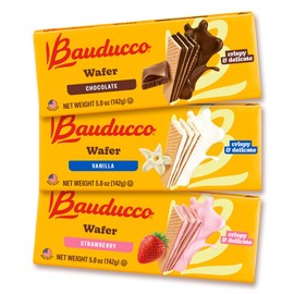 Bauducco Wafer Cookies, Assorted, Chocolate, Vanilla, and Strawberry, 60 oz (Pack of 12) - Crispy & Delicate Wafer Cookies With 3 Delicious, Indulgent Decadent Layers of Flavored Cream.