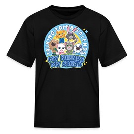 Spreadshirt Talking Tom & Friends My Friends, My Squad Kids' T-Shirt, XL, Black