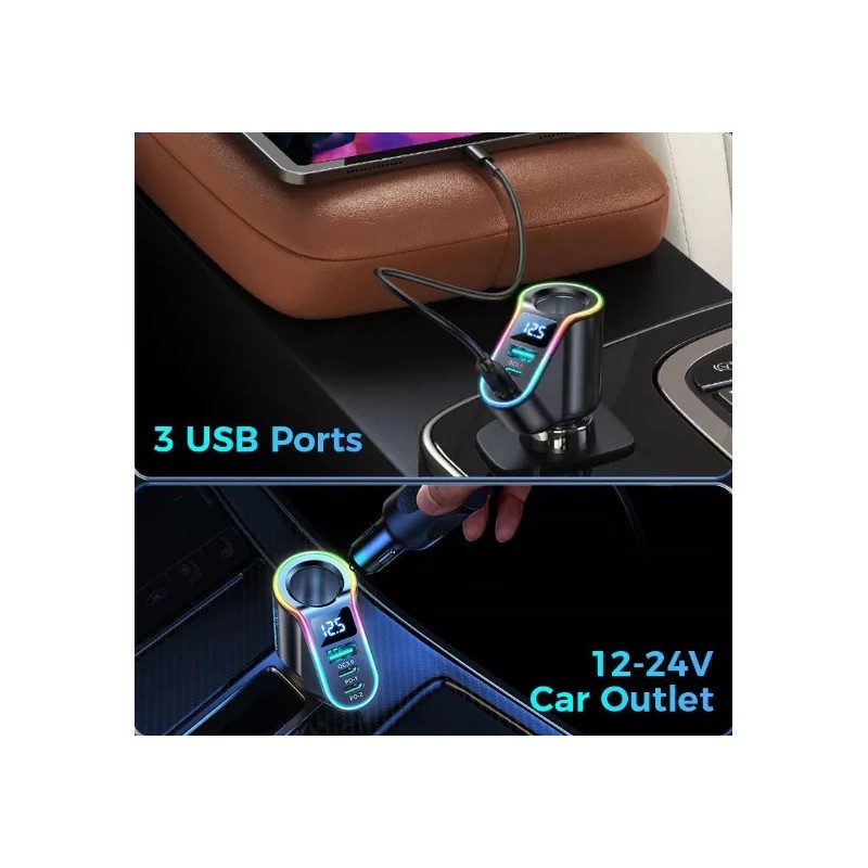 Joyroom Cargador Auto Joyroom Cr-cl21-carga Rápida Pd3.0 Y Qc3.0 Rgb