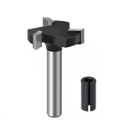 ExcInter CNC Spoilboard Surfacing Router Bit,1 Pcs 1/4 Inch Round Shank 3 Wings Milling Cutter Planer Woodworking Tool(1 Inch Cutting Diameter ) & 1 Pcs 1/2 Inch Turn 1/4 Inch Router Chuck