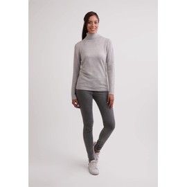 CASH-MERE.CH 100% Cashmere Women's Pullover Turtleneck 2-Ply, lightgrey, S