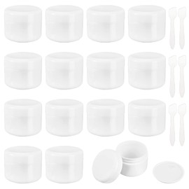 Benecreat 16 Pieces 1.8 oz (50 g) Cream Case, Empty Divided Containers, Leak Proof, Cosmetic Dividing, Cream, Gel, Divided Case, Refill, Travel, Business Trips, White