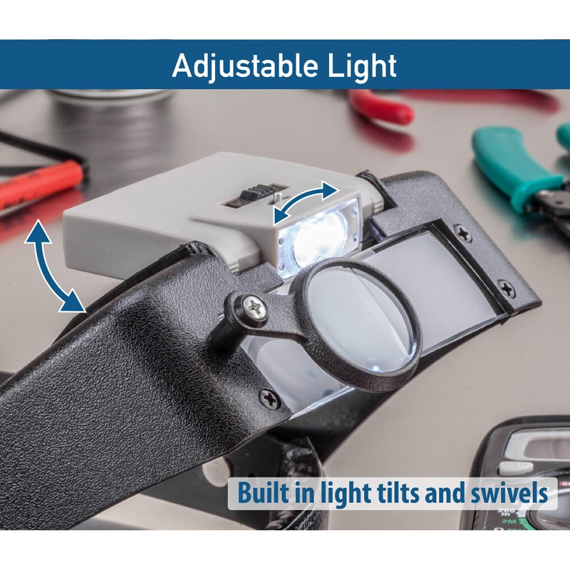 SE Illuminated Dual Lens Flip-In Head Magnifier, Head Magnifier, Tools