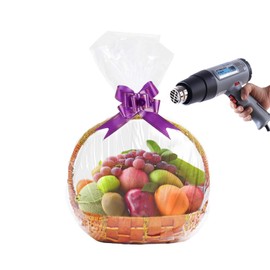 Packpal 10Pack 18x22 Inch Heat Shrink Wrap Bags For Gift Baskets Clear Gift Bags for Cellophane Wrapping Easter Baskets, Packaging Small Box Wine Gifts, Cookie Trays, Thankgiving, Christmas Gift