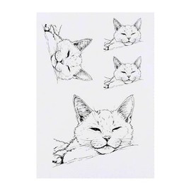 Azeeda 4 x 'Schläfrige Katze' Temporäre Tattoos - Wasserfest, Hautfreundlich & Ungiftig · Transfers in Verschiedenen Größen (TO00075298)