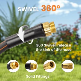 Giraffe Tools Garden Hose 25ft x 5/8'', Water Hose Heavy Duty, Flexible, Lightweight Hybrid Hose with Swivel Handle, Male to Female Fittings