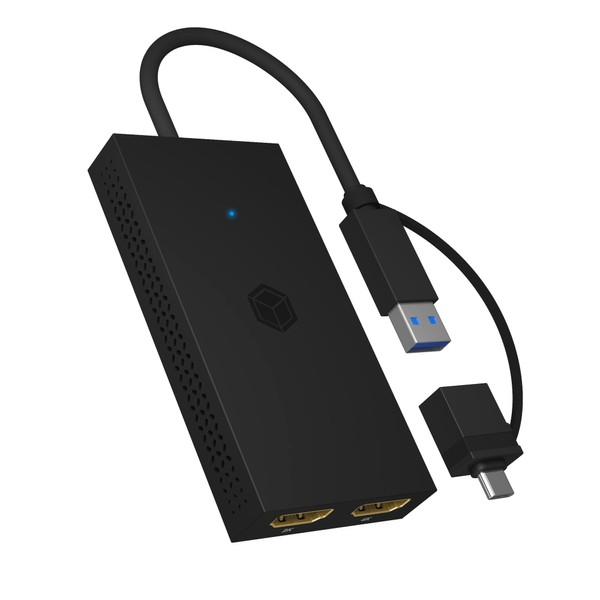 ICY BOX USB to Dual HDMI Splitter (2K 60Hz /