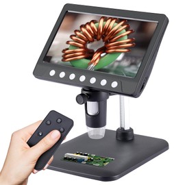 7 Inch 1080P Digital Microscope,1200X Magnification,8 LED Lights,32GB TF Card Included, Rechargeable Battery, Handheld USB Microscope Camera for PCB Repair,Soldering, Coin,Stamp,Jewelry Inspection