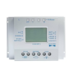 60A Solar Charge Controller 60 amp Solar Panel Regulator with Load Timer, 12V 24V Auto with LCD Display USB 5V 1500mA and Usd for Control Landscape Lights and Water Features