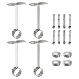 sourcing map 4 Pcs Ceiling Mount Bracket, Wardrobe Pipe Bracket, 1.26 Inch Dia, Shower Curtain Closet Wardrobe Rod Lever Support Holder Pipe Flange Socket 5.9 Inch Height
