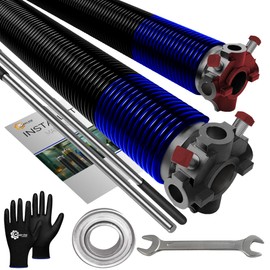 Pair of 1.75" Garage Door Torsion Spring Set Heavy Duty 5-Year Warranty with 1" Steel Bearing, Non-Slip Winding Bars, Gloves & Wrench Precision E-Coating for Replacement Min 30,000 Cycles 262x1.75x40