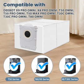 12 Pack Dust Bags Compatible with ECOVACS DEEBOT X9S/X9 PRO/X8 PRO OMNI, T80S/T80/T50 MAX PRO/T50 PRO/T50/T30C OMNI Robot Vacuum, 4 L Large Capacity Disposable Replacement Bags