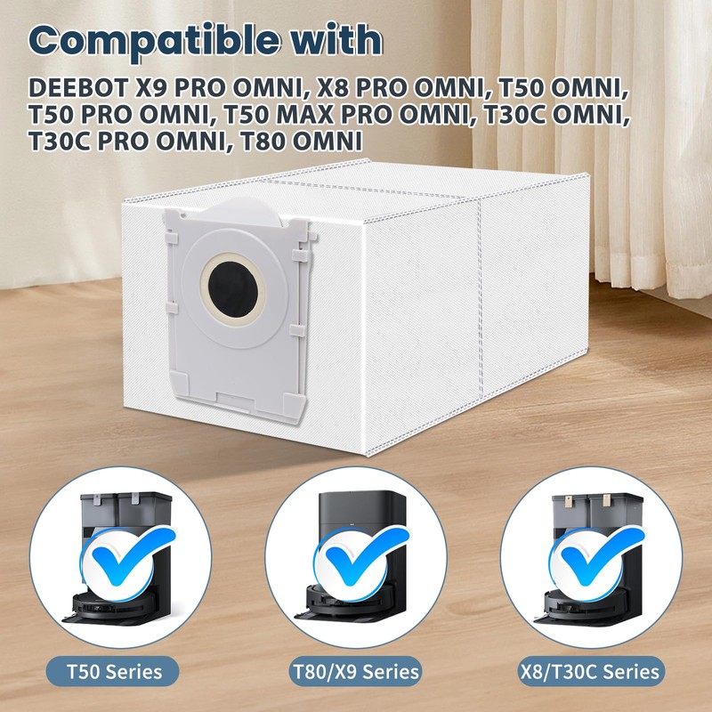 12 Pack Dust Bags Compatible with ECOVACS DEEBOT X9S/X9 PRO/X8