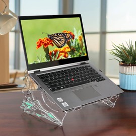 ACOMPATIBLE Laptop Stand for Desk,Ergonomic Adjustable Height Computer Riser,Clear Acrylic Holder Notebook Stand,More Stable Laptop Riser Compatible with 10-17.3 inch Notebook(Fighter Pattern)