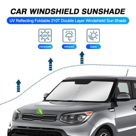 KUST - Parasol de parabrisas plegable para Kia Soul 2014-2019, protector de visera plegable que bloquea los rayos UV y mantiene tu coche fresco