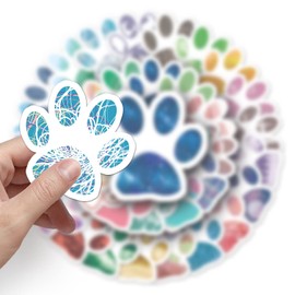 Dog Footprints Stickers for Laptop (Pack of 50), Gift for Children, Teenagers, Adults, Boys, Paw Print Stickers, Waterproof Vinyl Stickers for Scrapbooking, Skateboard, Car, Luggage