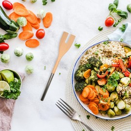 Fackelmann 30375 Salad Fork Beech Wood and Stainless Steel Handle Salad Servers Wood Stainless Steel 34 x 6 cm