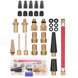 Loopunk 30 Pcs Bike Tire Valve Adapters, Bicycle Pump Valve Adapter, Ball Pump Needle, Adapters Kit,Toys Inflator Adapter for Standard Pump or Air Compressor.