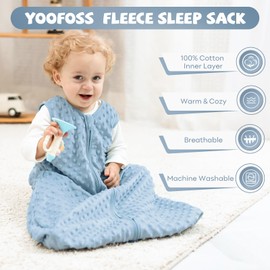 Yoofoss Pack of 2 Baby Winter Cotton 1.5 Tog Warm Baby Winter Sleeping Bag, Soft Baby Sleeping Bag, Newborn 0–6 Months, Perfect for Autumn, Winter, Blue and Green