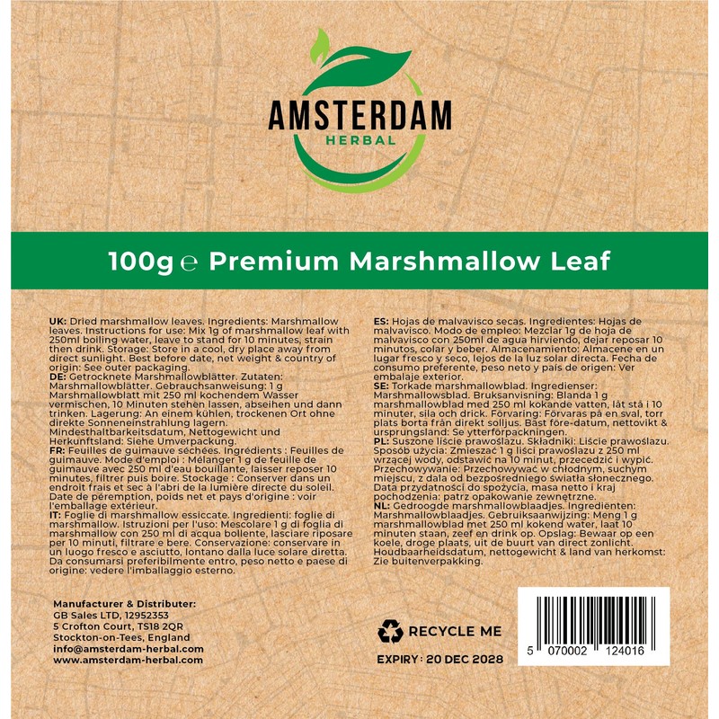 Amsterdam Herbal Premium Mix - 100% Natural Marshmallow Leaf -
