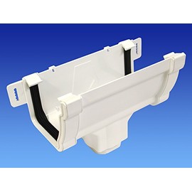 OSMA White 111mm Gutter Running Outlet for Stormline Ogee Gutter System 8T806W