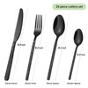 24 Pcs Black Hammered Silverware Set Service for 6,Stone Pattern