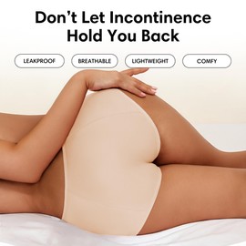 Washable & Reusable Incontinence Underwear for Women Over 60 - Leakproof, Discreet, Absorbent, Machine-Washable Panties (Original Beige, XXS, Pack of 5)