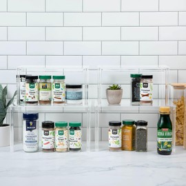 Neat Castle Acrylic Cabinet Organizer Set of 4 Spice Rack Desk Countertop Shelf Pantry Kitchen Storage and Organization Stackable Shelves