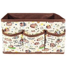 Mangpung Kawaii Collapsible Storage Bin,Cute Capybara 4 Grids Storage Box Foldable Baskets,Office Desk Bathroom Vanity Decor, Cute Capybara Room Decor,for hair accessories,lipstick,makeup brush...