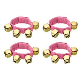 PATIKIL 4pcs Wrist Bells, Jingle Bells Ankle Bells Wrist Bells Bracelet Percussion Instruments Musical Rhythm Band with 4 Golden Bells for Party Christmas, Pink