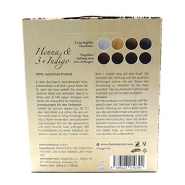 Henna & 3 x Indigo Dark Brown Natural Hair Colour Powder 200 g