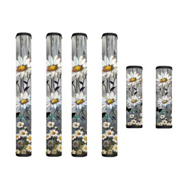 Garucesta 6 PCS Refrigerator Door Handle Covers Washable Kitchen Appliance Decor Handles Anti-Skid Universal Gloves for Fridge Kitchen Cabinet Oven, Daisy Wood Grain Butterfly Gray