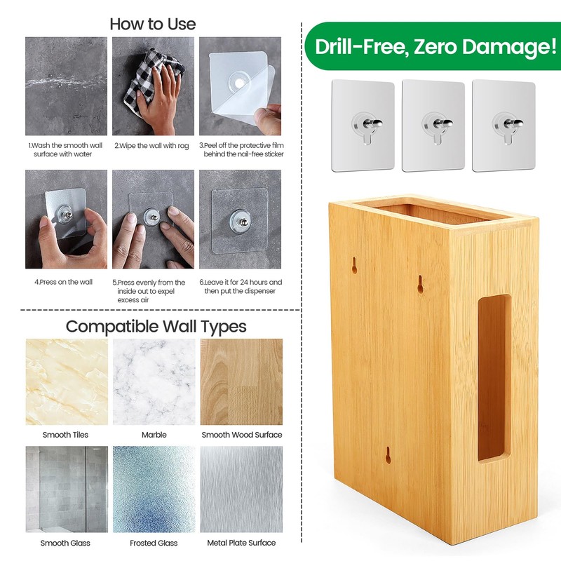 Libreshine Extra Large Bamboo Grocery Bag Holder & Plastic Bag