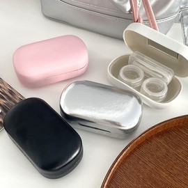 Glossy Contact Lens Case Set 4-color Pink 2ea