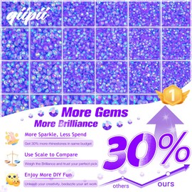 qiipii Dark Purple AB Resin Rhinestones w B7000 Glue for Bedazzling Crafting 2mm-6mm Flatback Jelly Gems Stones Diamonds Bedazzler Kit for Nails Face Eyes Makeup Tumblers Bottles Mugs DIY Crafts Shoes