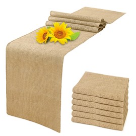 LOMOHOO Burlap Table Runners 12 x 71 Inches Long Farmhouse Jute Dining Table Runner, Rustic Vintage Linen Woven Tablecloth Outdoor Boho Decorations for Party Western Wedding Baby Shower Kitchen 6 Pack