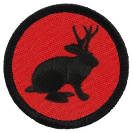 Retro Red & Black Jackalope Patrol Patch - 2" Diameter Embroidered Patch (Hook & Loop Fastener)