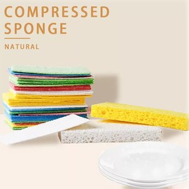 Compressed Cellulose Kitchen Sponges – 100% Natural, Biodegradable & Eco-Friendly – Space-Saving, Non-Scratch Cleaning Sponges for Dishes, Counters & More – 12 Pack