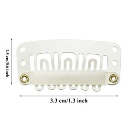 Hair Extension Clips, Metal Snap Clips for Hair Extensions and Wefts, Wig Clips Snap Clips U-shape with Soft Rubber, Hair Wig Clip for Hair Extensions DIY (WHITE)