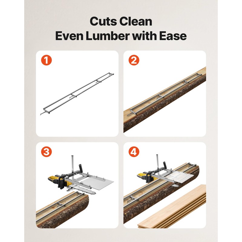 VEVOR Rail Mill Guide System, 12 ft 4 Crossbar Chainsaw