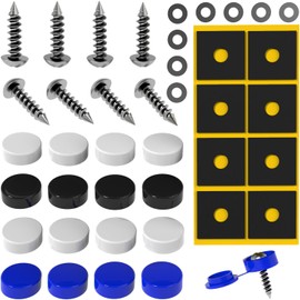 License Plate Screws with Caps [Legal & Universal] Car & Motorcycle License Plate Holder Frameless | Car Number Plate Holder with Number Plate Screws and Cover Caps | License Plate Holder Car