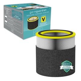 GermGuardian Filter V HEPA Pure Genuine Air Purifier Replacement Filter, Removes 99.97% of Pollutants, Wildfire Smoke, Odors, for Models AC3000W, AC3000B, AC3050, AP3151, AC151, Black/Yellow, FLT151