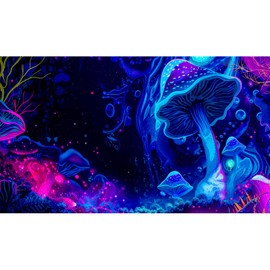 Fantasy Mushroom Forest Aquarium Background Abstract Cartoon Mushroom Terrarium Background Vibrant Jungle Mushrooms Theme Fish Tank Background Poster Backdrop Wallpaper Decorations Vinyl 36x20in