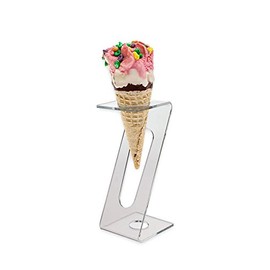 Acrylic Clear Single Ice Cream Cone Holder Flip 2 Cone Sizes in 1