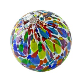 Totally Blown Glassworks Pond Float. Handmade Blown Glass, Garden Gazing Ball, Table Centerpiece, Assorted sizes available. Home and Patio Decor. Artist Dehanna Jones. Seattle, WA. (White Rainbow MM)